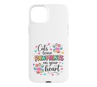 Cats Leave Pawprints Heart Cute Cat Lover Design Case for iPhone 15 Plus