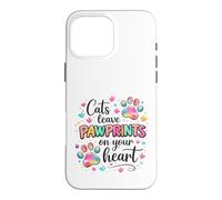 Cats Leave Pawprints Heart Cute Cat Lover Design Case for iPhone 16 Pro Max