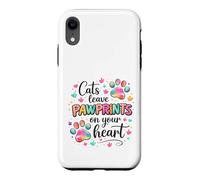Cats Leave Pawprints Heart Cute Cat Lover Design Case for iPhone XR