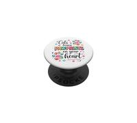 Cats Leave Pawprints Heart Cute Cat Lover Design PopSockets Adhesive PopGrip