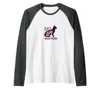 Cats Life Make Purr Pet Lover Whimsical Raglan Baseball Tee, Men, Dark Heather/White, XXL