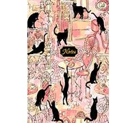 Cats : Lined Notebook Journal :: Black Cats In Paris Cafe Theme Rose Color Book Cover | Great For Taking Notes Writing Journal Daily Diary Exercise ... Pages | Pet Cat Art & Date Line On Every Page