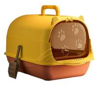 Cats Litters Toilet Cat Litter Box With Lid Cat Potty Pet Accessories Anti Splashing Portable Sandbox With Scoop Enclosed Pet Supplies For Cats(Orange)