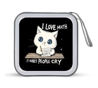 Cats Love Math Portable CD Case Holder 48 Capacity Travel DVD Storage Boxs Wallet Bag