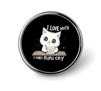 Cats Love Math Round Brooch Cute Pin Badges Decoration Jewellery for Men Women Metal Lapel Pins