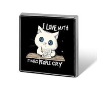 Cats Love Math Square Brooch Metal Pin Badges Fashion Lapel Pins Jewellery Unisex
