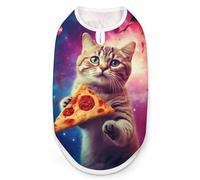 Cats Love Pizza Starry Sky Dog Shirt Pet Clothes Summer T-Shirts Sleeveless Tank Top for Small Puppy Cat