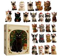 Cats Lover Christmas Advent Calendars Countdown, 2D Acrylic Cat Calendar 2025 With 24 Boxes, 24 Day Cat Ornaments Christmas Countdown Calendar For December Wreaths Tree Living Room Bedroom Entryway