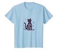 Cats Make Everything Better Whimsical Pet Lover T-Shirt, Kids, Baby Blue, 12 Years