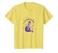 Cats Make Life Better: Whimsical Feline Love T-Shirt, Kids, Lemon, 12 Years