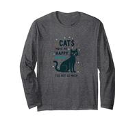 Cats Make Me Happy You Not So Much - Funny Pet Lover Art Long Sleeve T-Shirt, Adult Unisex, Dark Heather Grey, S