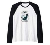 Cats Make Me Happy You Not So Much - Funny Pet Lover Art Raglan Baseball Tee, Men, Black/White, XXL