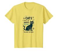 Cats Make Me Happy You Not So Much - Funny Pet Lover Art T-Shirt, Kids, Lemon, 12 Years