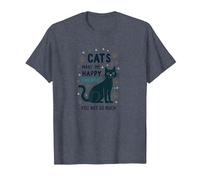 Cats Make Me Happy You Not So Much - Funny Pet Lover Art T-Shirt, Men, Heather Blue, 6XL