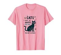 Cats Make Me Happy You Not So Much - Funny Pet Lover Art T-Shirt, Men, Pink, L