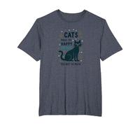 Cats Make Me Happy You Not So Much - Funny Pet Lover Art T-Shirt, Men's Big and Tall, Heather Blue, 3X Tall