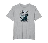 Cats Make Me Happy You Not So Much - Funny Pet Lover Art T-Shirt, Men's Big and Tall, Heather Grey, 6X Tall