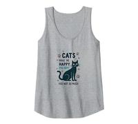 Cats Make Me Happy You Not So Much - Funny Pet Lover Art Tank Top, Women, Heather Grey, L
