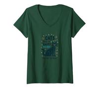 Cats Make Me Happy You Not So Much - Funny Pet Lover Art V-Neck T-Shirt, Women, Forest Green, M