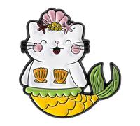 Cats Mermaids Enameled Pin Lovely Animal Jewelry for Backpacks Jackets Unique Birthdays Celebrations Mermaids Cats Brooch Pin