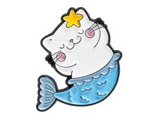 Cats Mermaids Enameled Pin Lovely Animal Jewelry for Backpacks Jackets Unique Birthdays Celebrations Alloy Fashion Brooch Gift