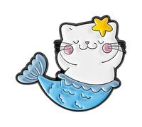 Cats Mermaids Enameled Pin Lovely Animal Jewelry for Backpacks Jackets Unique Birthdays Celebrations Unique Cats Mermaids Designs
