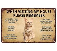 Cat's Metal Signs Artwork - When Visiting My House Please Remember Vintage Wall Decoration - Original Vintage Design Tin Metal Wall Art Print Poster Wall Decoration Signs 8x12 In