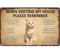 Cat'S Metal Signs Artwork When Visiting My House Please Remember Vintage Wall Decoration Original Vintage Design Tin Metal Wall Art Print Poster Wall Decoration Signs Gift For Women Men 8x12 Inch
