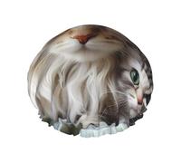 Cats Mom and Baby Shower Cap for Women Double Layers Thick Hair Caps Reusable Waterproof Bath Caps with Elastic Band Hair Hat Washable Shower Hat for Men Women Spa Salon