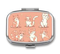 Cat's Movements are Different Pill Box 2 Compartment Square Pill Box for Pocket Purse Portable Travel Medicine Tablet Vitamin Holder Organizer Mini Decorative Pill Case