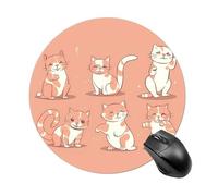 Cat's Movements are Different Round Mouse Pad 7.8 Inch, Portable Gaming Mouse Mat with Non-Slip Rubber Base & Smooth Surface, Waterproof Mousepad for PC, Laptop, Computer, Office, Home