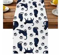 Cats Navy Claws Table Runner, White Background Abstract Animal Modern Cotton and Table Linen Runner for Kitchen Dining Home Decor for Party Festival Holiday Decoration Gift 13x108in