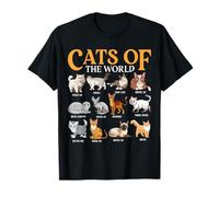 Cats of The World Cat Breeds Chart Kitten Kawaii Pet Day T-Shirt