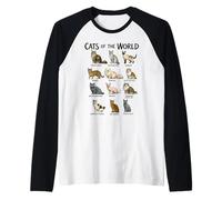Cats of the World Feline Breeds Chart Raglan Baseball Tee
