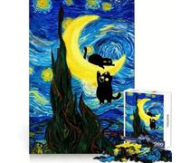 Cats on The Crescent Moon Puzzles for Teenagers 1000 Pieces Brain Development Quiet Enjoyment Clean Join Seasonal Gift size 50x75cm
