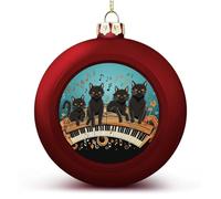 Cats on The Piano Christmas Ball Ornament Shatterproof Hanging Ball Ornaments with String Decorative Christmas Baubles for Xmas Tree Home Wedding Holiday Party Decor Supply