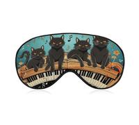 Cats on The Piano Sleep Mask Comfort Travel Eye Masks with Adjustable Elastic Strap Soft Funny Block Light Sleep Eye Cover for Side Sleeper for Nap Men Women Gift