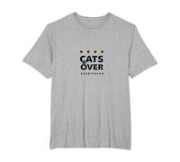 Cats Over Everything - Feline Lover Graphic T-Shirt, Men's Big and Tall, Heather Grey, 3X Tall