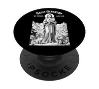 Cats Patron Saint Gertrude Vintage Funny Feline Cat Lovers PopSockets Adhesive PopGrip
