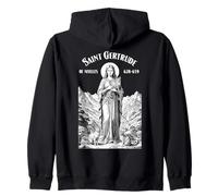 Cats Patron Saint Gertrude Vintage Funny Feline Cat Lovers Zip Hoodie