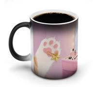 Cat's Paw Heat Sensitive Color Changing Coffee Mugs 11 Oz Large Ceramic Cup with Handle Personalized Magic Cups Temperature Changing Mug Novelty for Xmas Funny Gifts