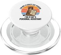 Cat's Personal Assistant Funny Retro I'm Not A Crazy Cat PopSockets PopGrip for MagSafe