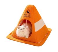 Cats Pet Beds, Traffic Cone Design Nest, Washable Cushion Cat House, Winter Pets Bed with Sturdy Fabric, Novelty Cat Bed with Warning Sign Style, Calming Sleeping Beds for Kitten and Rabbits