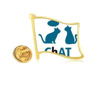 Cats Pets Talking Animals Golden Metal Flag Lapel Pin Badge