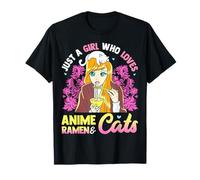 Cats Pho Ramen Cute Anime Girl Aesthetic Kawaii Cartoon T-Shirt