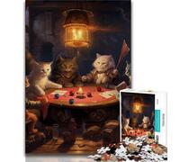 Cats Play Poker 1000 Pieces Jigsaw Puzzles for Adults And Teens,Family Game Stress Reliever Difficult Challenge Artists Collection,Fine Art (50x75cm)