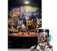 Cats Play Poker Jigsaw Puzzles for Adults 1000 Piece,Stress Reliever Difficult Challenge Deal As Gifts for The Whole Family 50x75cm
