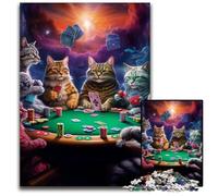 Cats Playing Poker Puzzles for 1000 Piece Challenging Puzzles Challenging Brain Teaser, Family Activity, Home Decor, 50x75CM/19.68x29.52inch