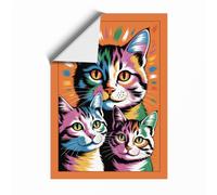 Cats Pop Art Unframed Wall Art Print A3 (42×29.7cm), Wall Decor for Living Room, Bedroom, Office & Home, Art Gift
