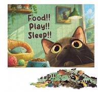 Cat's Priorities︰ Food, Play, Sleep Wooden Jigsaw Puzzle, Gift for Adults | For adults: Adult Jigsaw Puzzle - sorting by colour, shape or image area at your own pace.